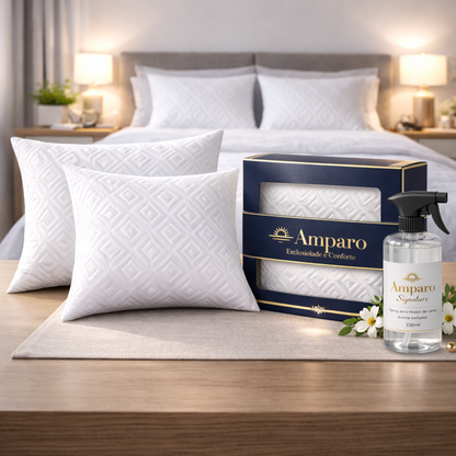 Kit Premium Amparo - Protetor de Colchão Impermeável + 2 Fronhas | Aromatizador Brinde