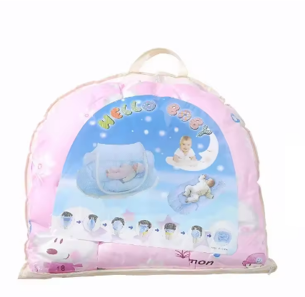 Cama Portátil AmparoKids – Mosquiteiro Integrado, Toque Suave e Mobilidade